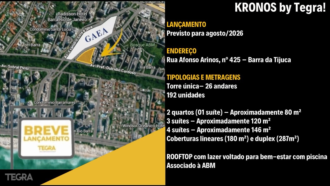 Mapa do Kronos by Tegra na região da Avenida Afonso Arinos, Barra da Tijuca